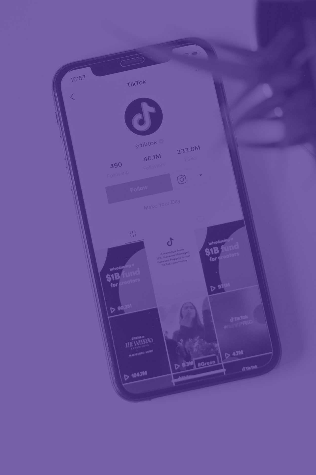 Smartphone displaying the TikTok app interface, emphasizing social media interaction and digital content engagement.